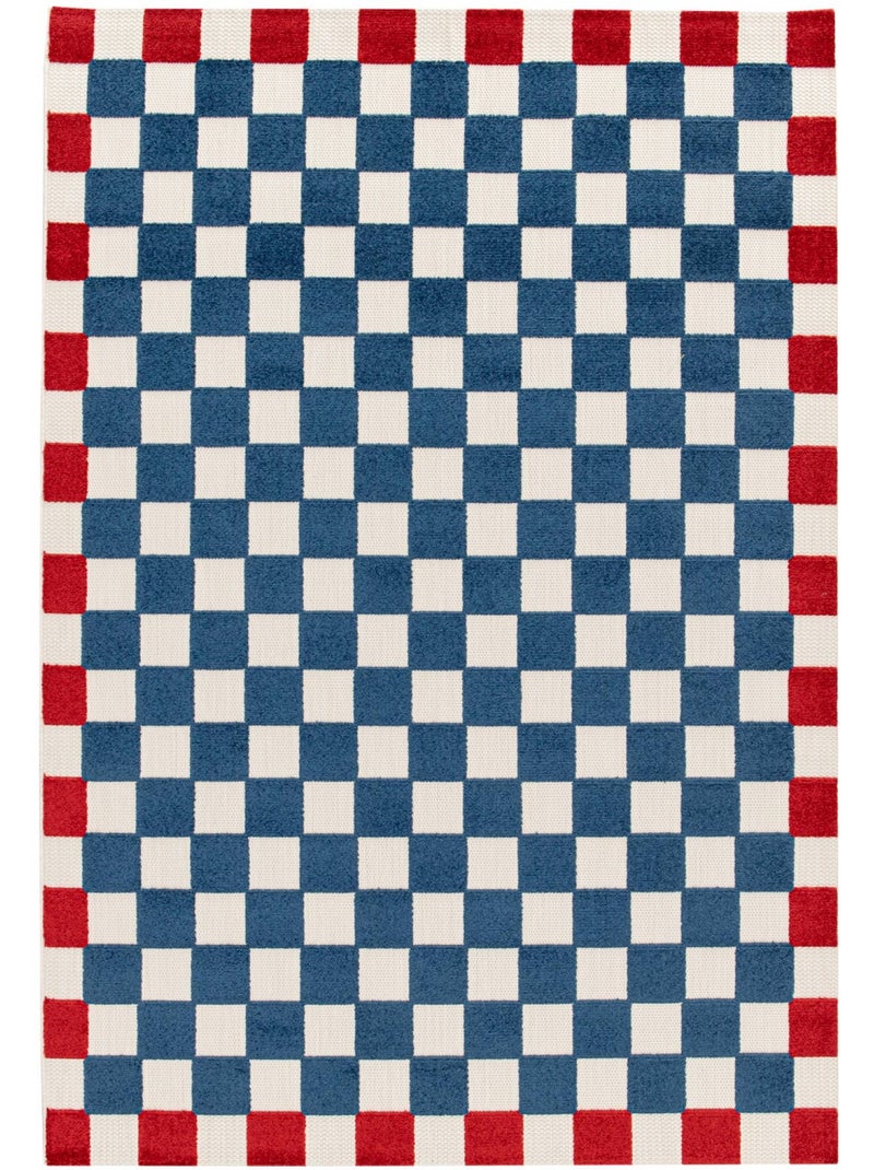 Tapis intérieur/extérieur damier bleu et rouge Octave Bleu Rouge - Kiabi
