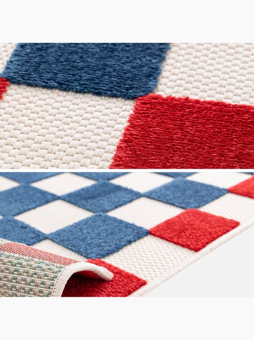 Tapis intérieur/extérieur damier bleu et rouge Octave - Kiabi