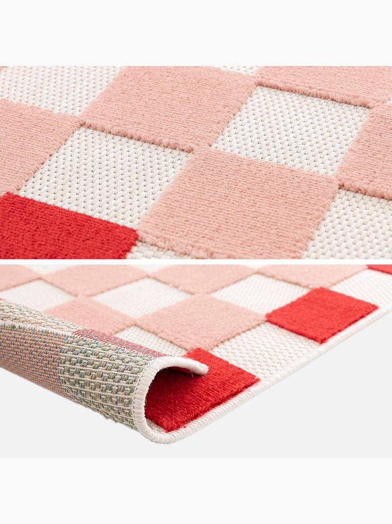 Tapis intérieur/extérieur damier rose et rouge  Mona Rouge - Kiabi