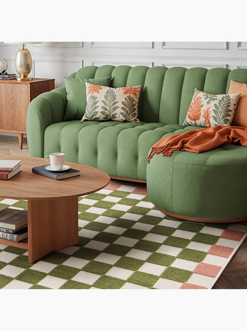 Tapis intérieur/extérieur damier rose et vert Auguste Vert - Kiabi