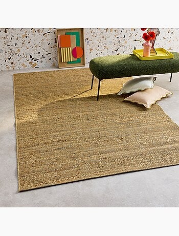 Tapis intérieur/extérieur effet jute claire avec touches de couleur Emily