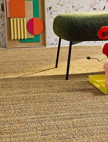 Tapis intérieur/extérieur effet jute claire avec touches de couleur Emily