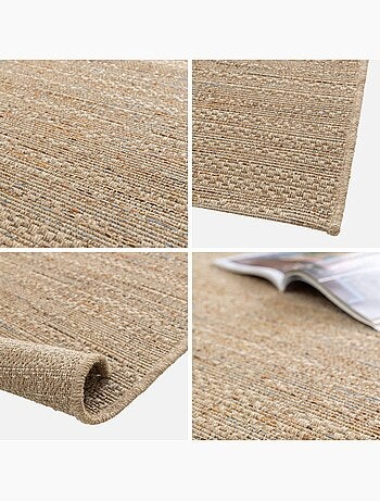 Tapis intérieur/extérieur effet jute claire avec touches de couleur Emily