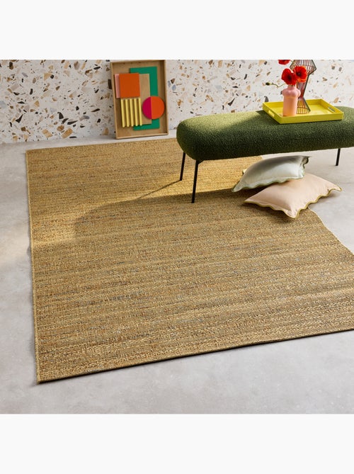 Tapis intérieur/extérieur effet jute claire avec touches de couleur Emily - Kiabi