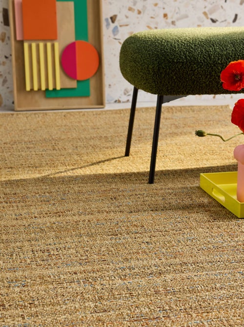 Tapis intérieur/extérieur effet jute claire avec touches de couleur Emily - Kiabi
