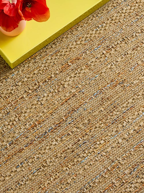 Tapis intérieur/extérieur effet jute claire avec touches de couleur Emily - Kiabi