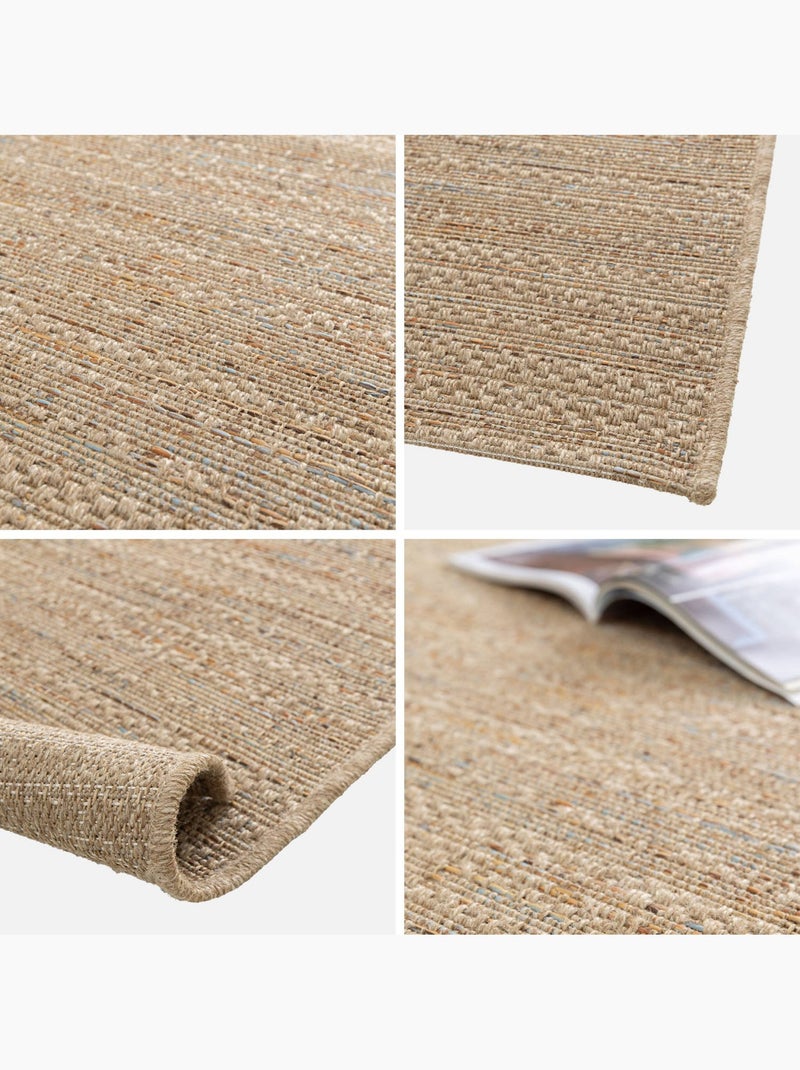 Tapis intérieur/extérieur effet jute claire avec touches de couleur Emily Marron clair - Kiabi