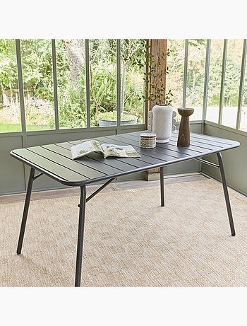 Tapis intérieur/extérieur effet jute coloris naturel motif damier Carrie