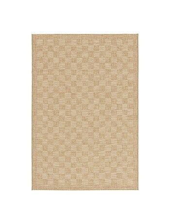 Tapis intérieur/extérieur effet jute coloris naturel motif damier Carrie