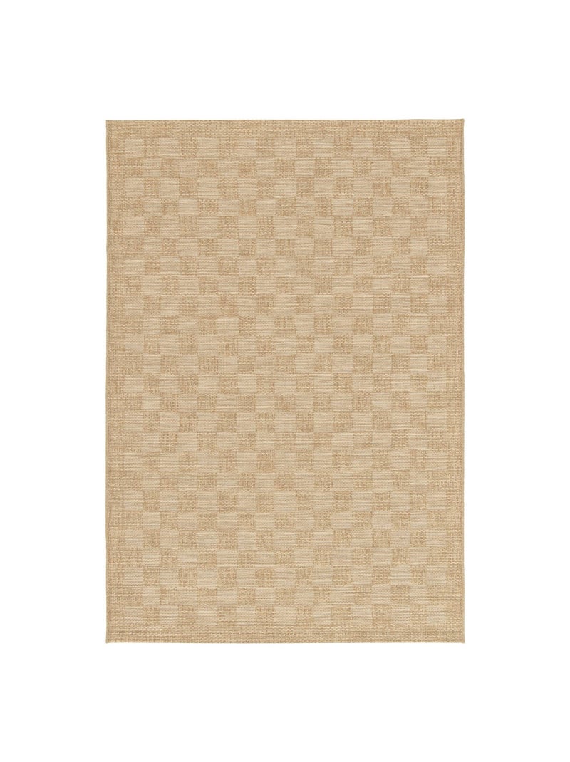 Tapis intérieur/extérieur effet jute coloris naturel motif damier carrie Marron clair - Kiabi