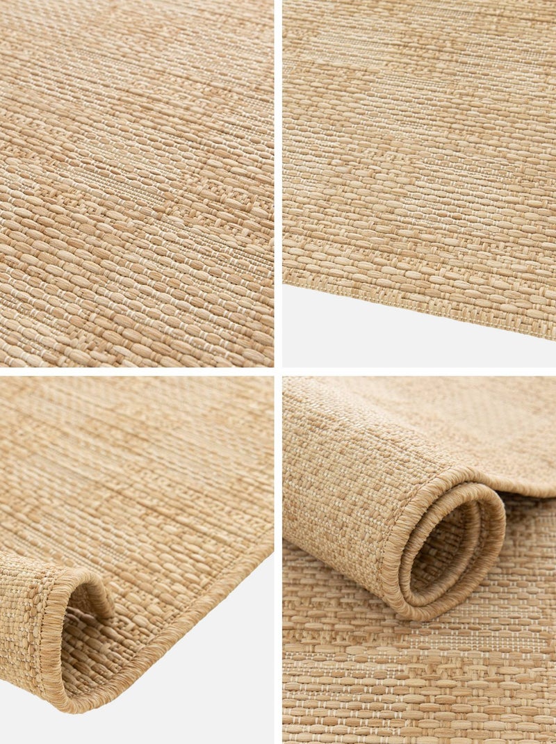 Tapis intérieur/extérieur effet jute coloris naturel motif damier carrie Marron clair - Kiabi