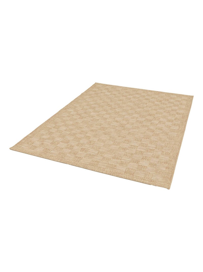 Tapis intérieur/extérieur effet jute coloris naturel motif damier carrie Marron clair - Kiabi