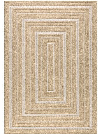 Tapis intérieur/extérieur effet toile de jute beige avec motifs Daymo