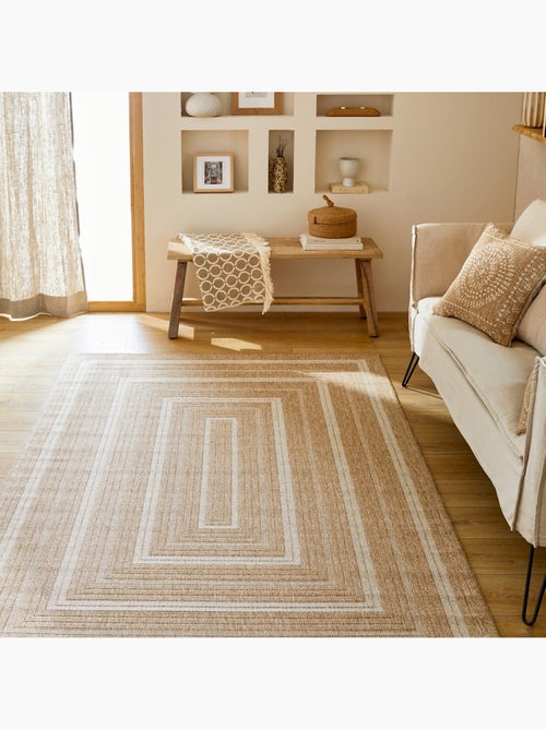 Tapis intérieur/extérieur effet toile de jute beige avec motifs Daymo - Kiabi