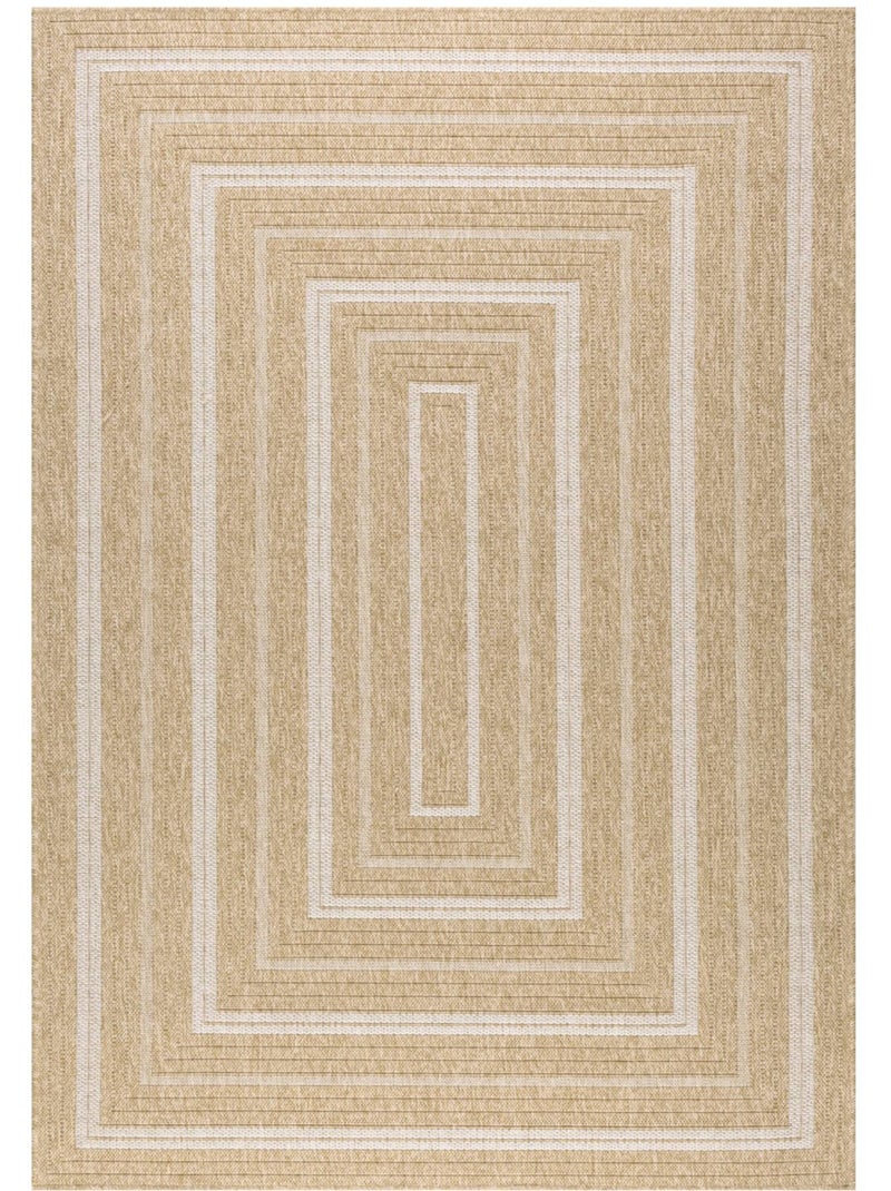 Tapis intérieur/extérieur effet toile de jute beige avec motifs Daymo Beige - Kiabi