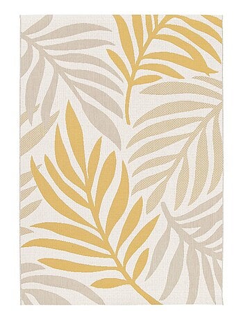 Tapis intérieur/extérieur motif végétal beige et moutarde Bloom