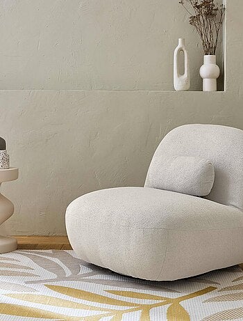 Tapis intérieur/extérieur motif végétal beige et moutarde Bloom