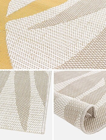 Tapis intérieur/extérieur motif végétal beige et moutarde Bloom