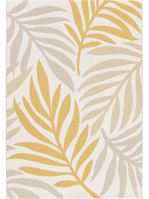 Tapis intérieur/extérieur motif végétal beige et moutarde Bloom - Kiabi