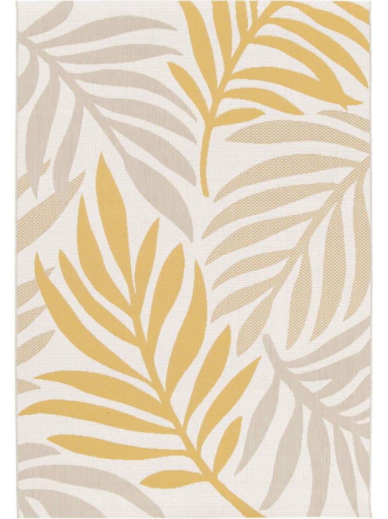 Tapis intérieur/extérieur motif végétal beige et moutarde Bloom Beige - Kiabi