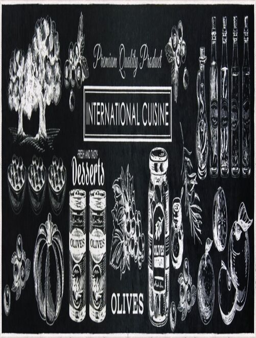 Tapis Internationale Cuisine Noir - Kiabi