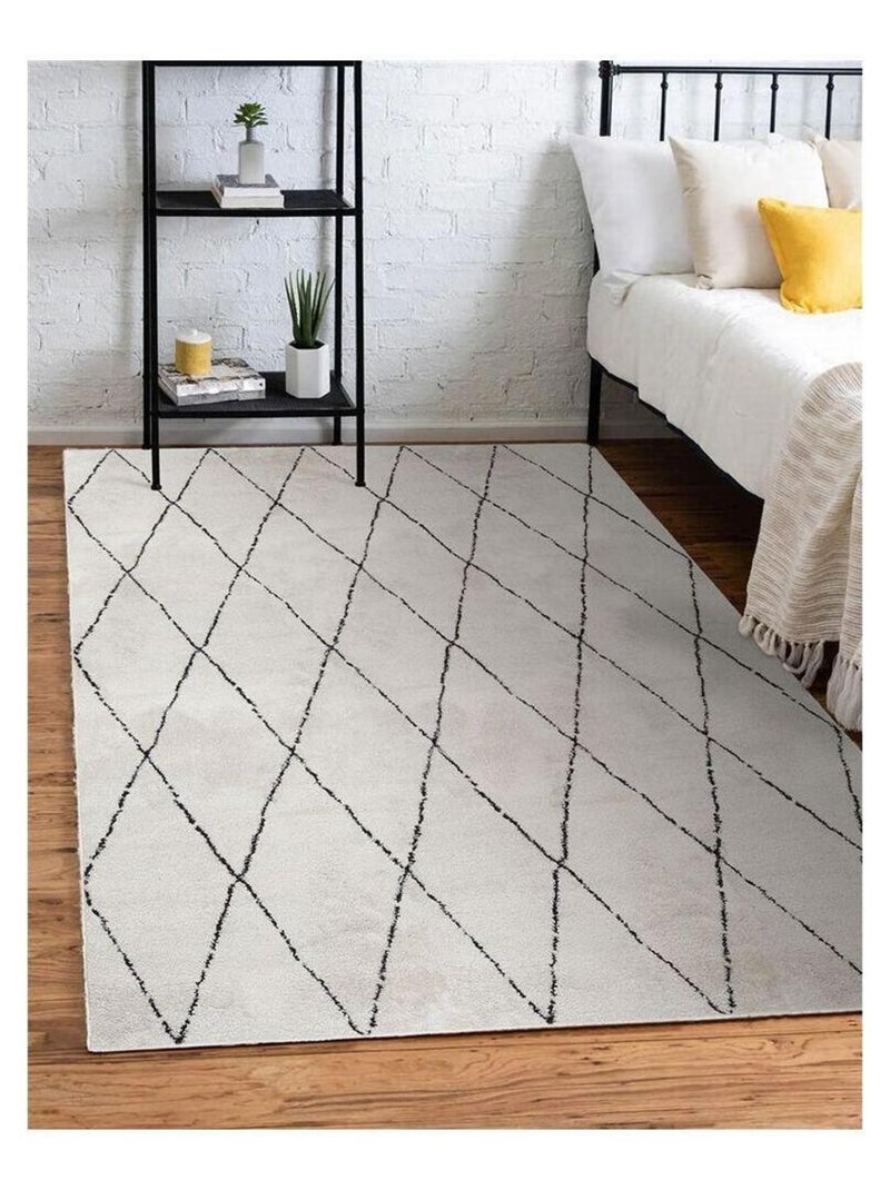 Tapis ivoire berbère ethnique courtes mèches Senza Ivoire - Kiabi