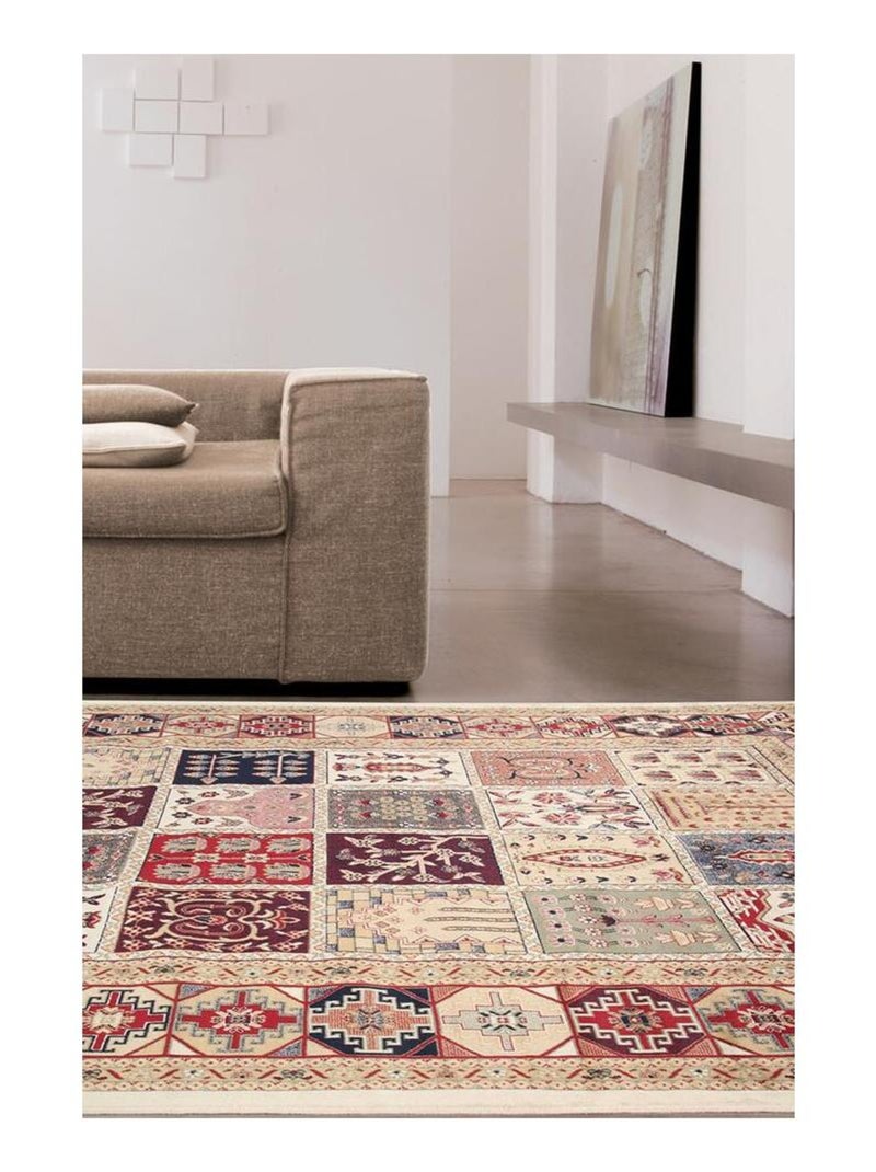 Tapis ivoire style oriental pour salon rectangle Shannon Ivoire - Kiabi