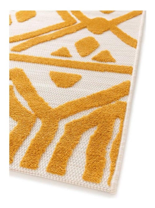Tapis jaune intérieur et extérieur effet 3D ethnique Nelle - Kiabi