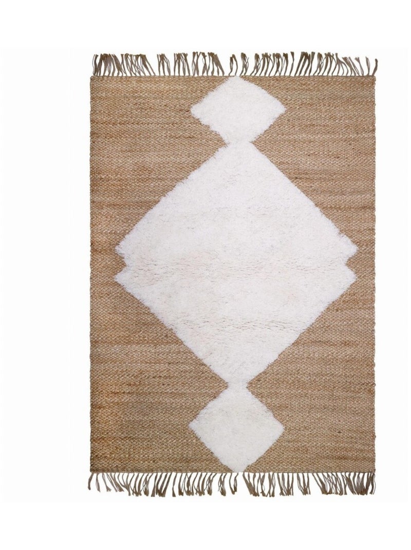 Tapis Jute Elton en jute et laine Beige coquille - Kiabi