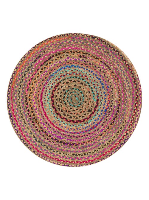 Tapis jute et tissu recyclé MULTICO Ø90 - Kiabi