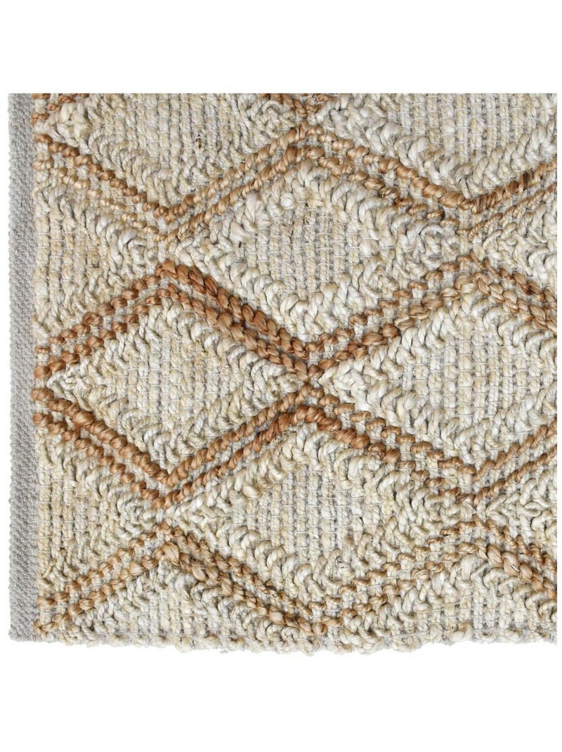 Tapis jute fait à la main motif faux uni JUTICA Beige - Kiabi