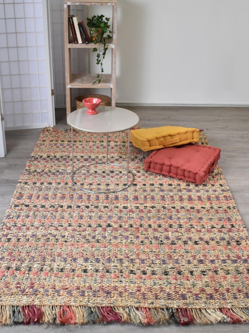 Tapis jute fait à la main motif géométrique SQUARE Multicolore - Kiabi