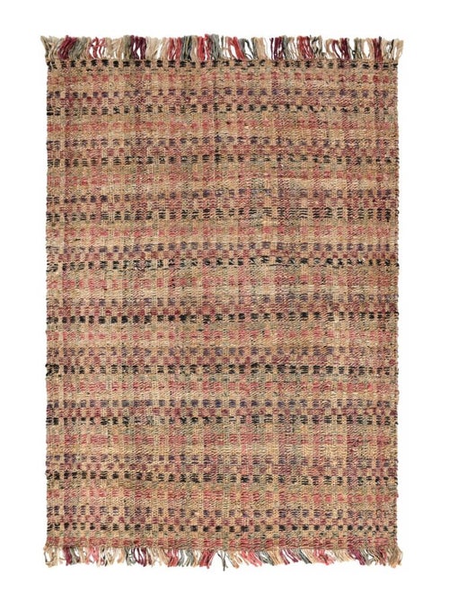 Tapis jute fait à la main motif géométrique SQUARE - Kiabi