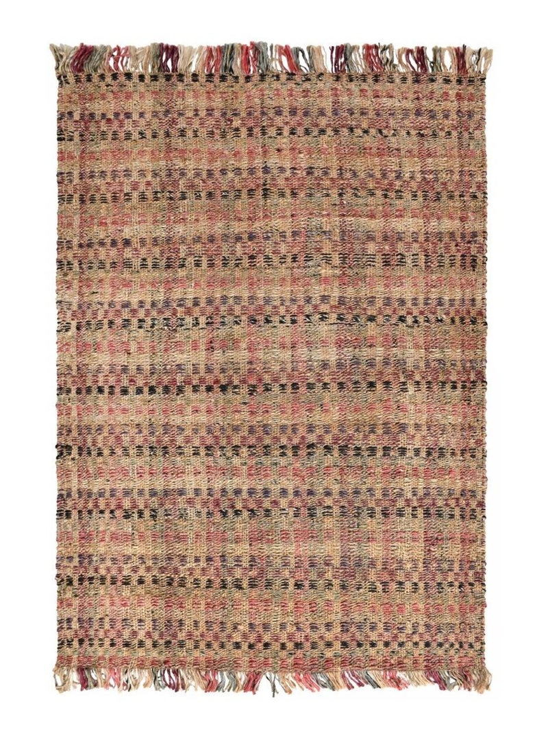 Tapis jute fait à la main motif géométrique SQUARE Multicolore - Kiabi