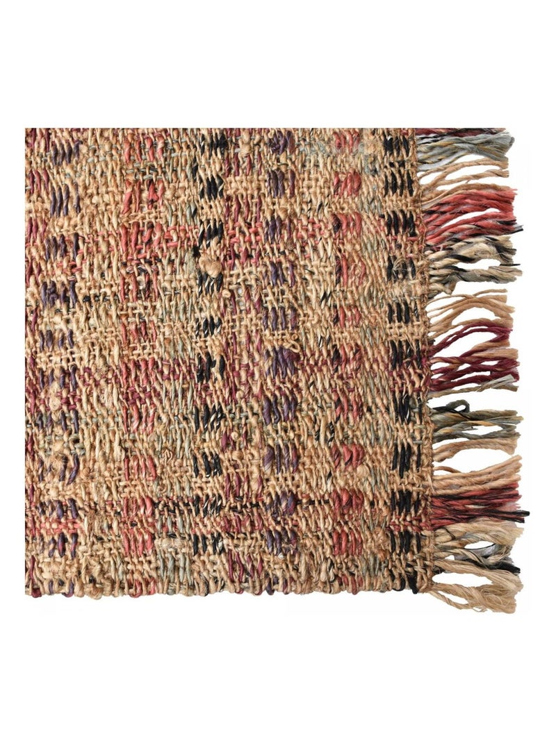 Tapis jute fait à la main motif géométrique SQUARE Multicolore - Kiabi
