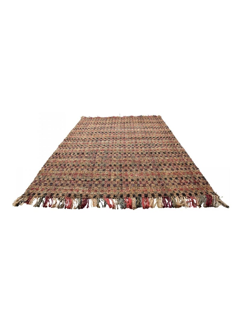 Tapis jute fait à la main motif géométrique SQUARE Multicolore - Kiabi