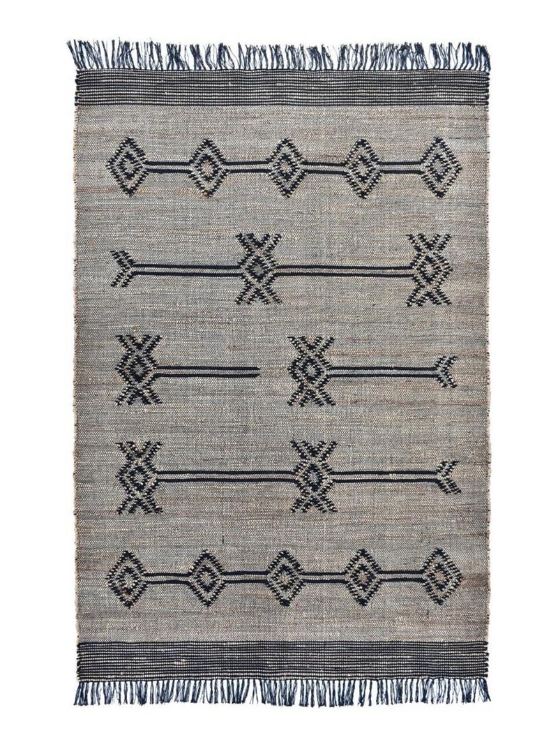 Tapis jute fait à la main motif oriental TLIPO Gris - Kiabi