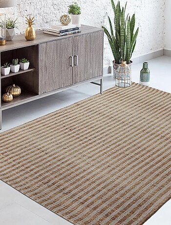 Tapis jute fait main motif faux uni VERTYJUTE