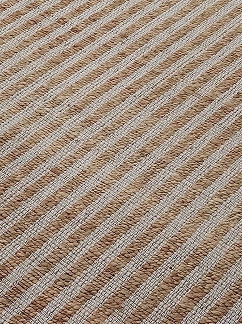 Tapis jute fait main motif faux uni VERTYJUTE Beige - Kiabi