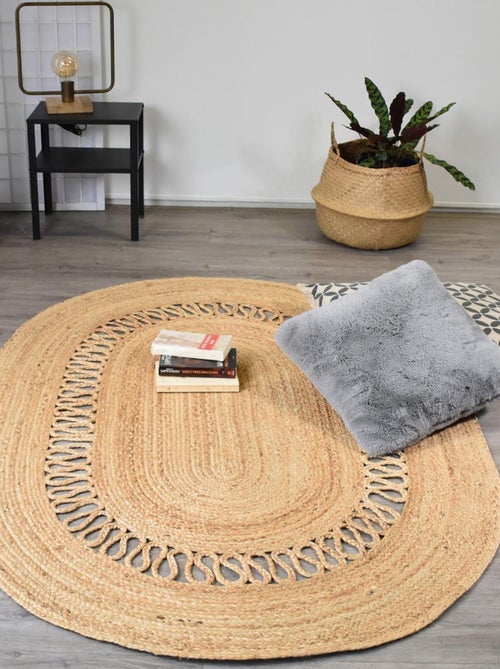 Tapis jute fait main motif géométrique JUTOVAL - Kiabi