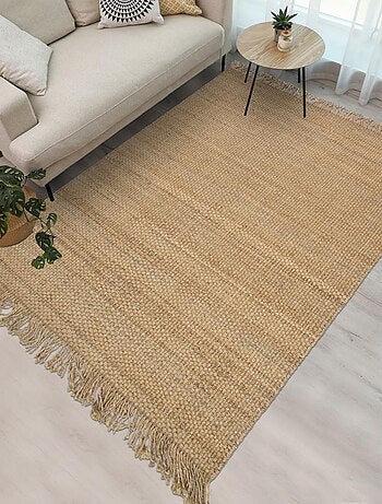 Tapis jute fait main motif uni KIRLOUNE