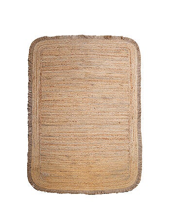 Tapis jute frangé bords arrondis UMA