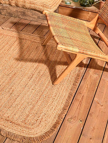 Tapis jute frangé bords arrondis UMA