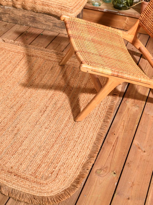 Tapis jute frangé bords arrondis UMA - Kiabi