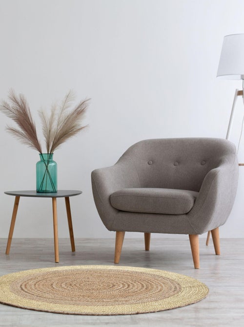 Tapis jute naturel bord doré 'Deko&co' - Kiabi