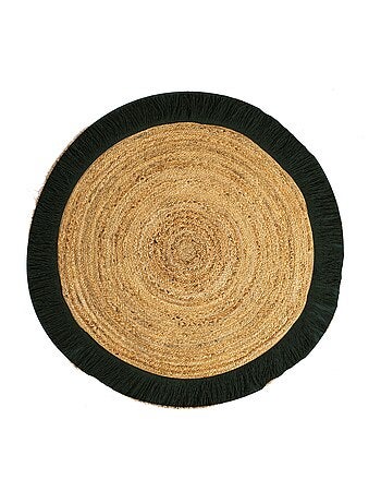 Tapis jute naturel frange coloré 'Deko&co'