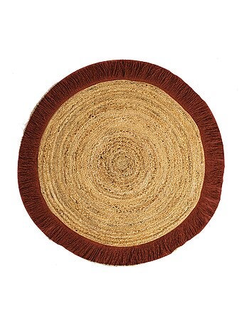 Tapis jute naturel frange coloré 'Deko&co'
