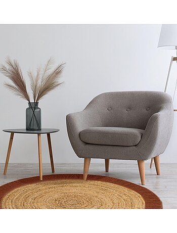 Tapis jute naturel frange coloré 'Deko&co'