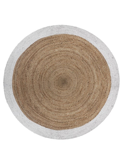 Tapis "Kahi" en jute bord blanc blanc D120cm - Kiabi