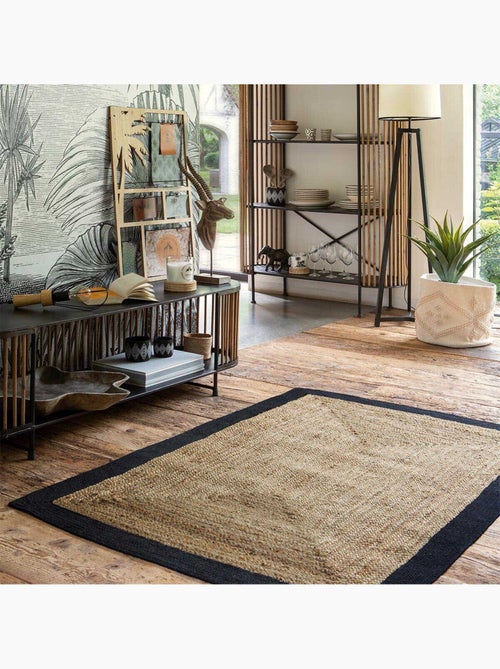 Tapis "Kahi" en jute bord noir 120x170cm - Kiabi